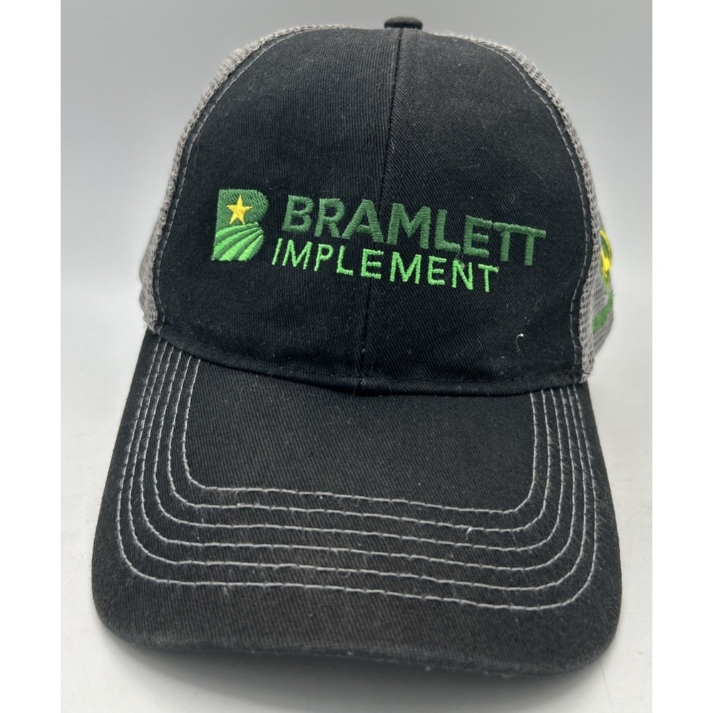 Bramlett Implement John Deere Hat Embroidered Gray/Green/Black Mesh Adj Cap